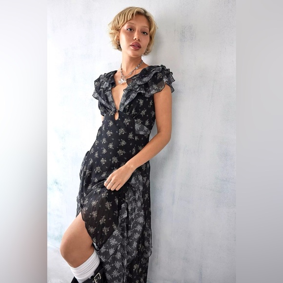 🌻🆕FREE PEOPLE JOAQUIN DRESS BLACK COMBO-SIZE SMALL - Picture 10 of 17